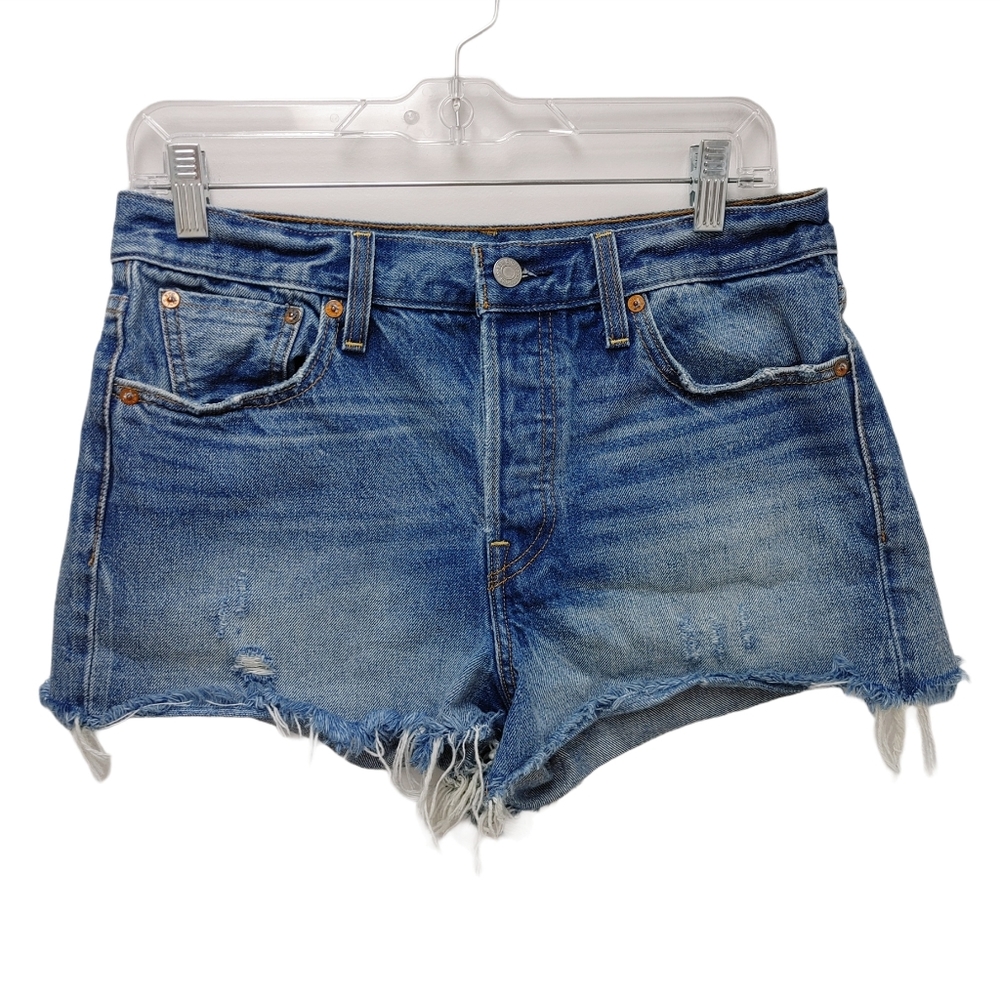 Levi's White Oak Distressed Cone Denim Jean Shorts